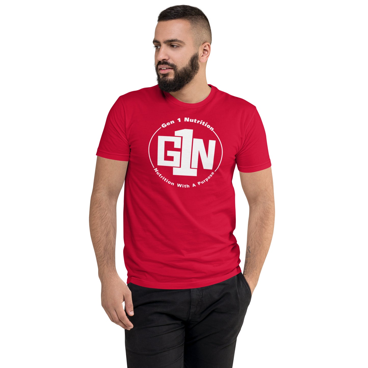 Men’s Fitted Short Sleeve T-shirt - Large Logo Front